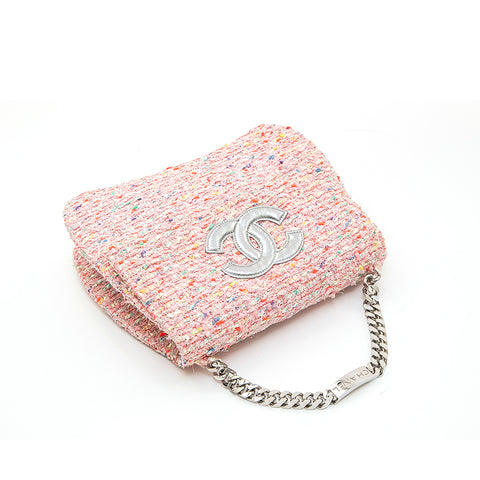 Chanel Chanel Lame Tweed Coco Mark Kette Handtasche Pink EIT0800