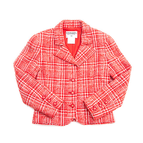 Chanel Chanel Coco Button Tweed Jacke Red EIT0810