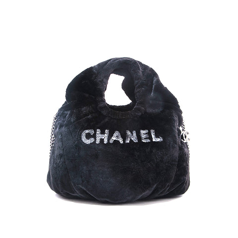 Chanel CHANEL Lapin 2WAY Chain Shoulder Handbag Black EIT0814