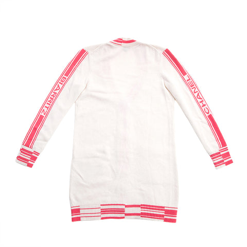 Chanel CHANEL Coco Botan Cashmere Knit Long Cardigan White X Pink EIT0815