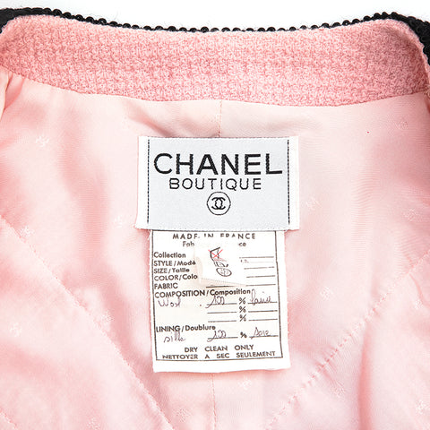 Chanel CHANEL Bicolor Tweed Jacket Skirt Setup Pink X Black EIT0817