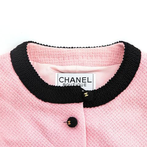 シャネル CHANEL バイカラー ツイード ジャケット スカート セットアップ ピンクxブラック eit0817