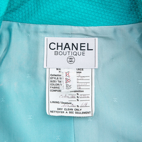 シャネル CHANEL ココボタン ジャケット スカート セットアップ エメラルドグリーン eit0818