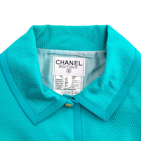 Chanel Coco Button Jacket Skirt Set Emerald Green eit0818