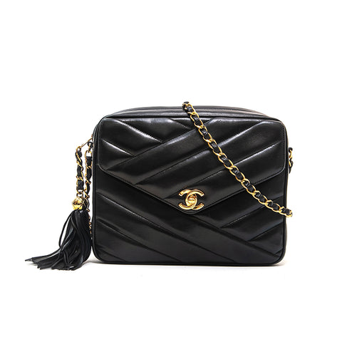 Black Chanel Small Fringe Shopping Bag