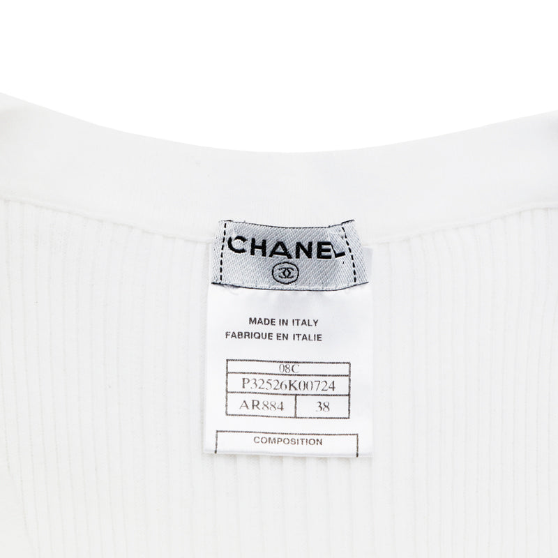 シャネル CHANEL ココボタン リブ カットソー 半袖Ｔシャツ ホワイト