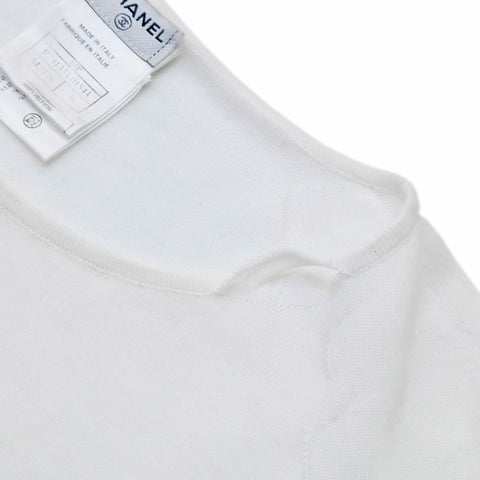Chanel CHANEL logo cut -and -sew short sleeve T -shirt White