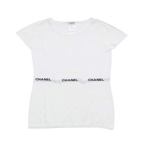 Chanel Chanel Logo Cut -Et -sew Sheeve T -Shirt White EIT0864