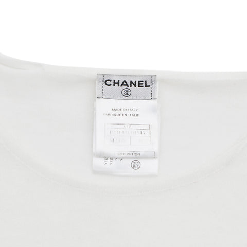 Chanel CHANEL logo cut -and -sew short sleeve T -shirt White EIT0864