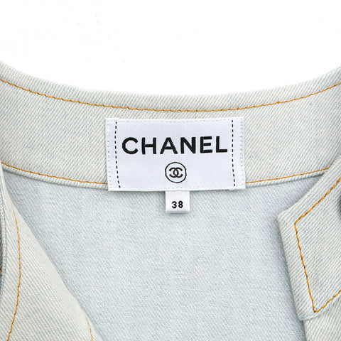 Chanel CHANEL Washed Denim One Piece Blue EIT0867