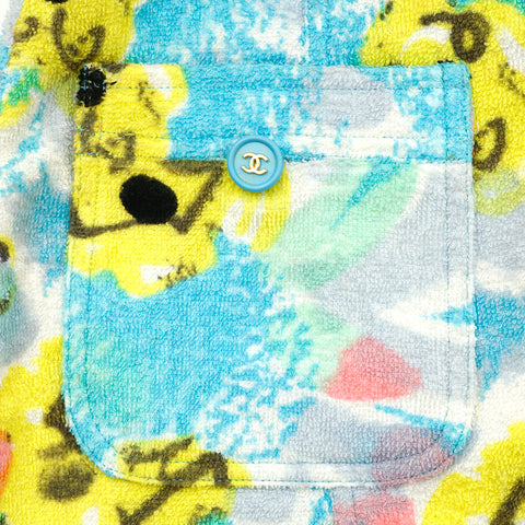 Chanel CHANEL Coco button #38 Pile Flower Paint Skirt Multicolor EIT0944