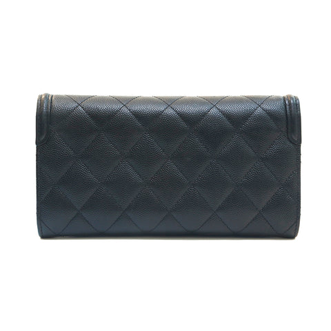 Chanel CHANEL Coco Mark Caviar Skin Filigley Long Wallet Black EIT0946