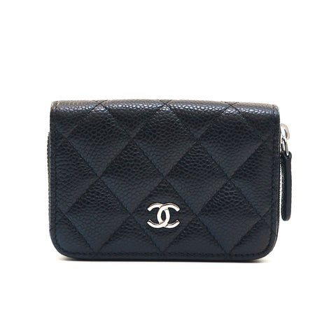 Chanel Coco Mark Caviar Skin Matelasse Billfold Coin Case noir EIT0947