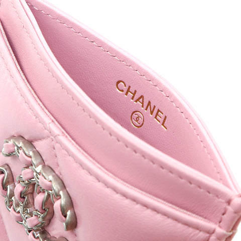 Chanel CHANEL 19 Cocomark Matrasse Lambskin Card Card Case Pink EIT0948
