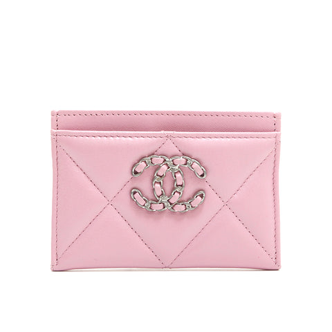Chanel Chanel 19 Cocomark Matrasse Lambskin Card Card Case Pink EIT0948