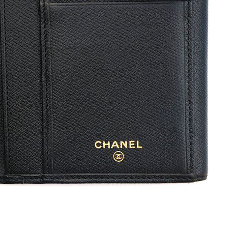 Chanel CHANEL Coco Mark Leather Fold Wallet Long Wallet Black EIT0957