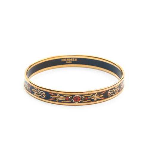 爱马仕爱马仕(Hermes Hermes)电子邮件PM Cloisonne Bangle Z雕刻2021黑色X Gold EIT0961