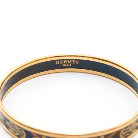 Hermes HERMES Emaille PM Shichido Bangle Z engraved 2021 Black X Gold EIT0961