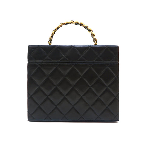 Chanel CHANEL Matrasse Mirror Vanity Handbag Black EIT1014