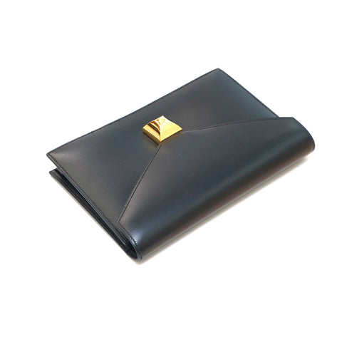 Hermes Hermes One Toods G Hand Stahl Clutch Bag Box Curf Schwarz EIT1018