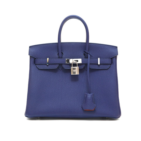 Hermes HERMES Birkin 25 Verso P Handbag Handbag Y engraved 2020 Togo Blue Ankle x Orange Bobby EIT1022
