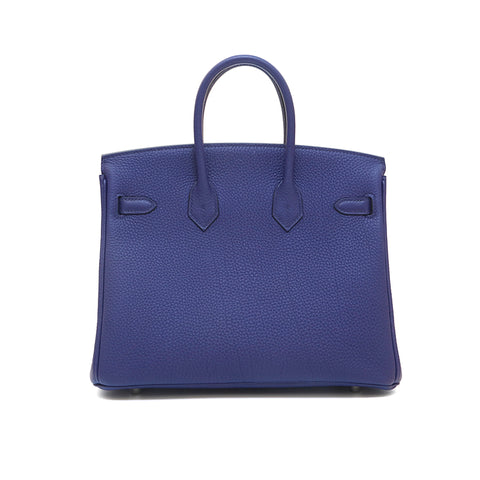 Hermes Hermes Birkin 25 Verso P Handtasche Handtasche y graviert 2020 Togo Blue Knöchel x Orange Bobby EIT1022