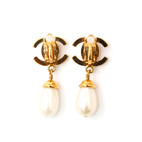 Chanel CHANEL Rhinestone Pearl Swing Earrings EIT1030 – NUIR VINTAGE