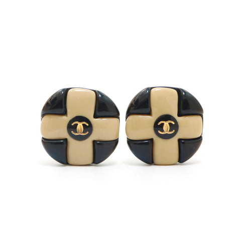 香奈儿(Chanel)双色可可马克耳环黑色X米色EIT1035