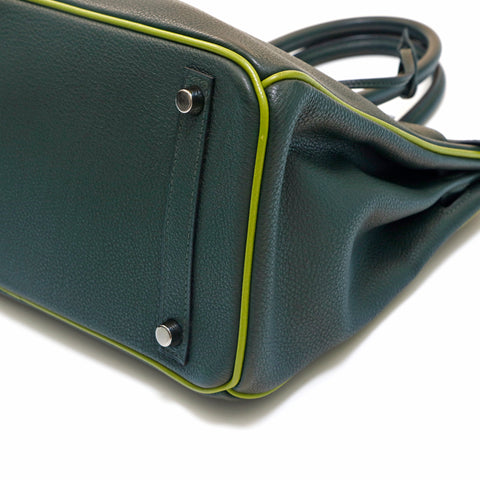 Hermes Garden Party Bag Togo Leather In Green