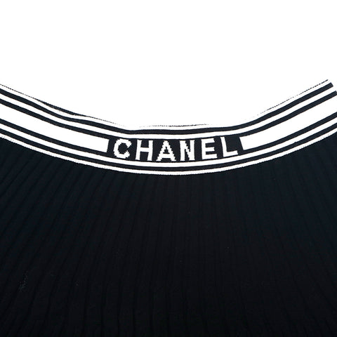 シャネル CHANEL リブニット 半袖トップス フレアスカート セットアップ ブラック eit1108