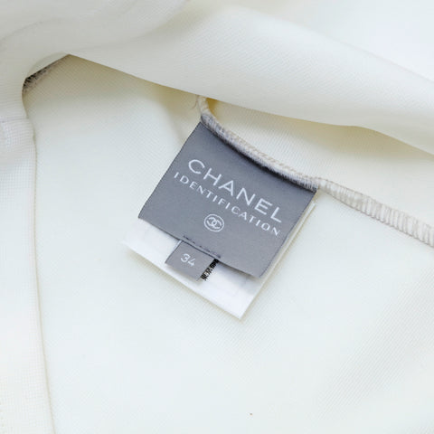 Chanel Sports Ligne Coco Mark Toby Top Polyester blanc x Gray EIT1218