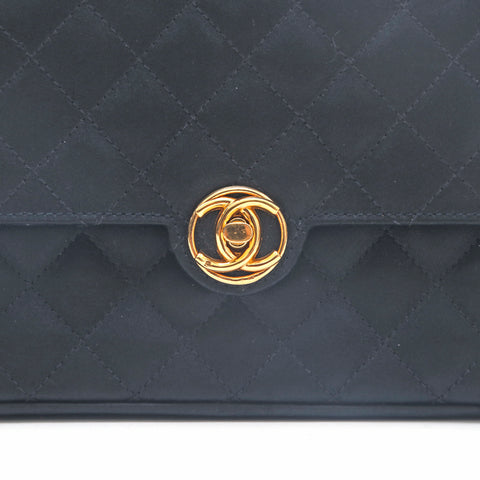 シャネル CHANEL サテン ショルダーバッグ ナイロン ブラック eit1220