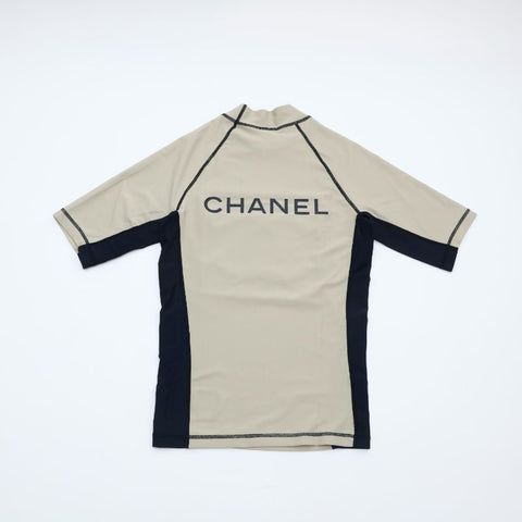 シャネル CHANEL ココマーク　ロゴ SIZE：38 半袖Ｔシャツ ナイロン カーキ×ブラック eit1233