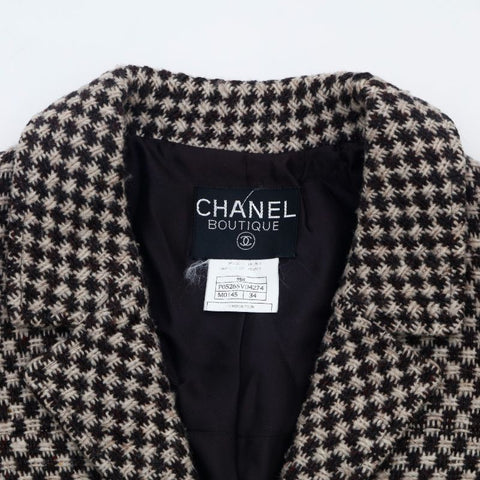 シャネル CHANEL ブルゾン ココボタン ツイード ジャケット ウール カーキ×ブラウン eit1235