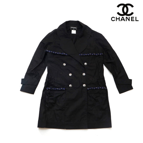 Chanel coco bouton long veste coton noir eit1290