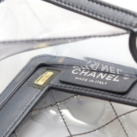 シャネル CHANEL ボーイシャネル クリア チェーン ショルダーバッグ PVC シルバー eit1311