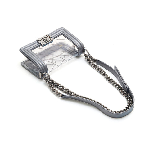 Chanel Chanel Boy Chanel Clear Chain Bag de la chaîne PVC Silver EIT1311