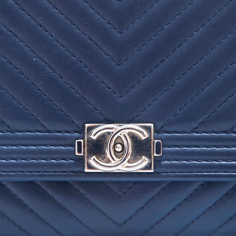 Chanel Lambin Matelasse Diana Sac à épaule de la chaîne Navy EIT1387