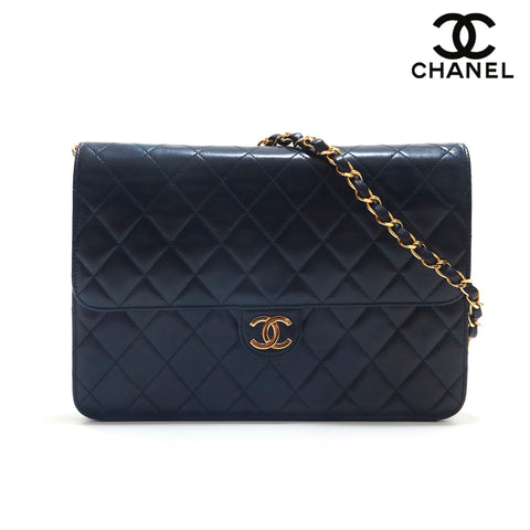 シャネル CHANEL ラムスキン マトラッセ チェーン ショルダーバッグ ブラック eit1397