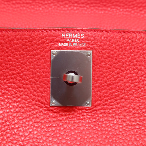 エルメス HERMES ケリー SV金具 ブーゲンビリア フリンジ ハンドバッグ □N刻印 2010年 レッド eit1406